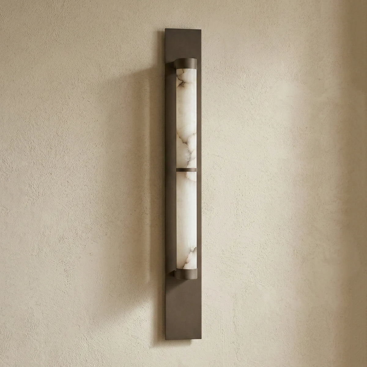 Geo Columnar Linear Wall Sconce in alabaster for Hallway by AUVIELIGHT