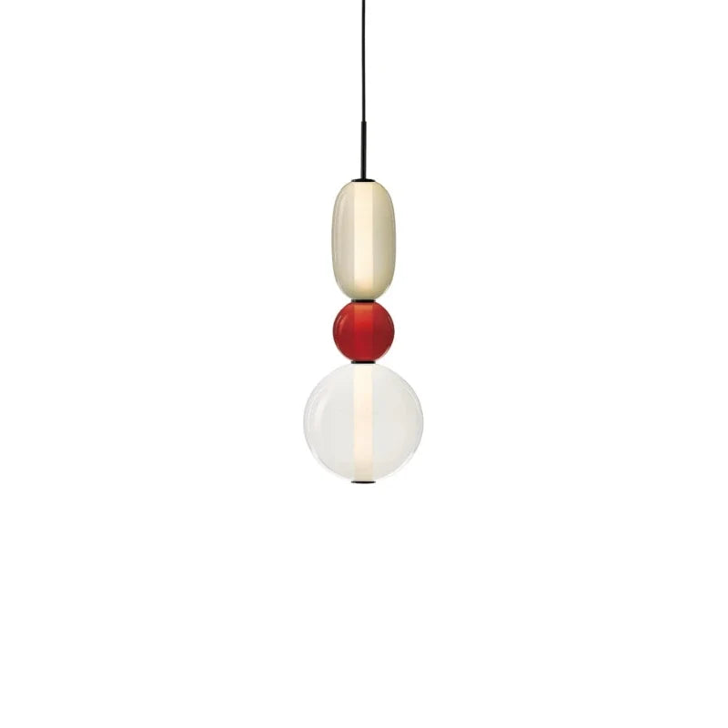 Geodesic Sphere Pendant Light for Kitchen Island by AUVIELIGHT, Model B Red: ∅ 6.3″ x H 21.7″ / Warm Light