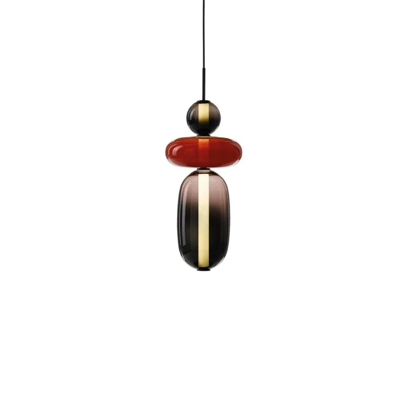 Geodesic Sphere Pendant Light for Kitchen Island by AUVIELIGHT, Model C Red: ∅ 7.1″ x H 21.5″ / Warm Light
