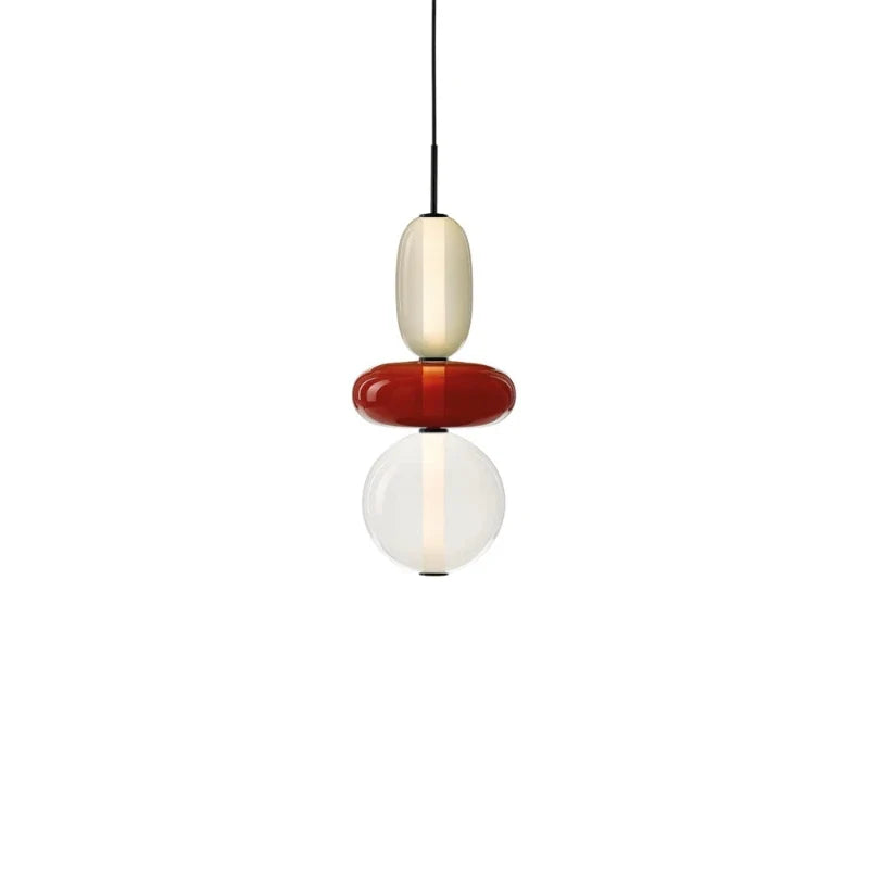 Geodesic Sphere Pendant Light for Kitchen Island by AUVIELIGHT, Model D Red: ∅ 7.1″ x H 20.7″ / Warm Light