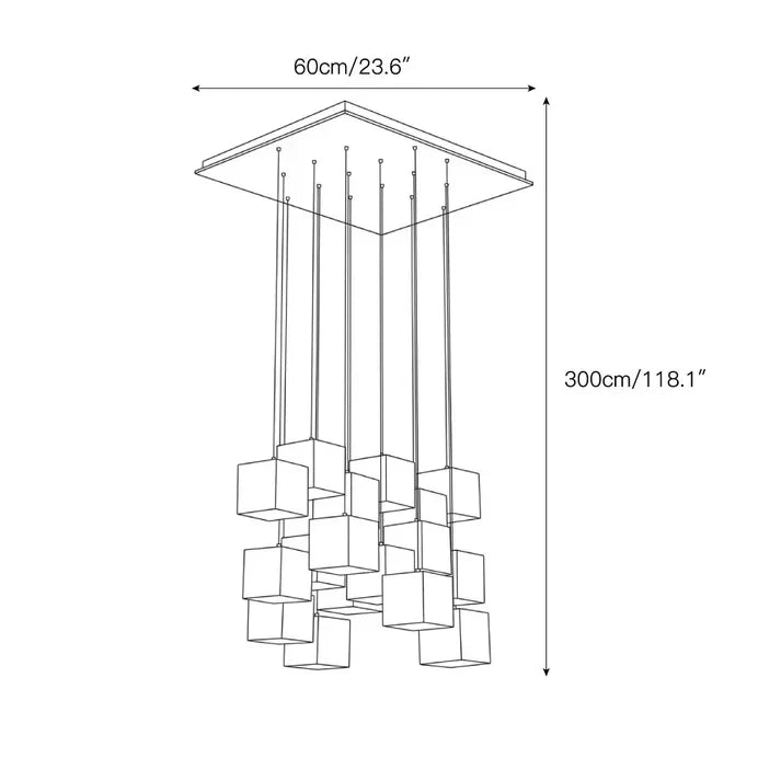 Geometric Cube Chandelier in alabaster for Dining Room by AUVIELIGHT