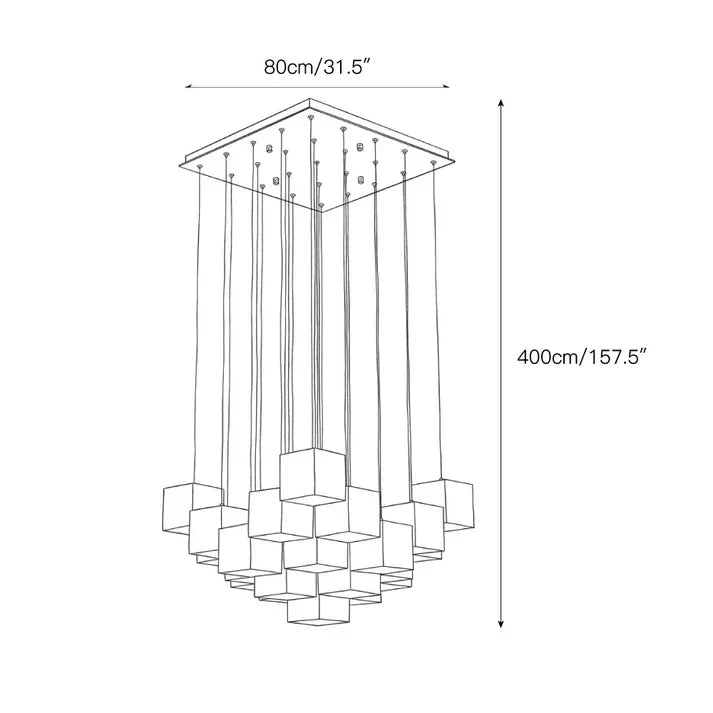 Geometric Cube Chandelier in alabaster for Dining Room by AUVIELIGHT