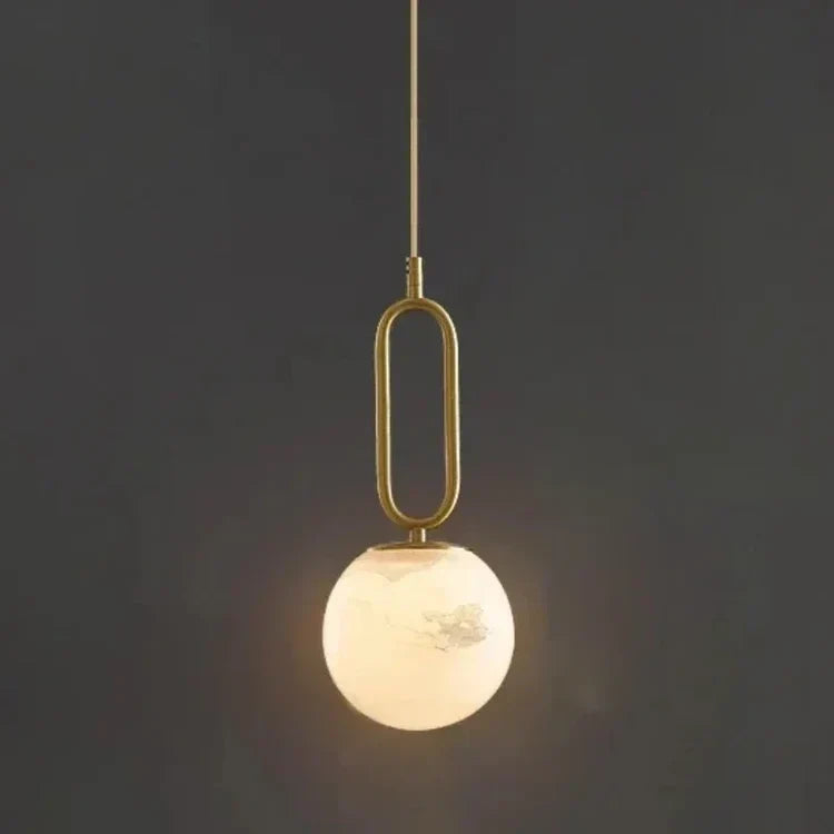 Geometric Loop Pendant Light in alabaster for Kitchen Island by AUVIELIGHT, D 12cm x H 45cm / ∅ 4.8″ x H 17.7″ / Gold