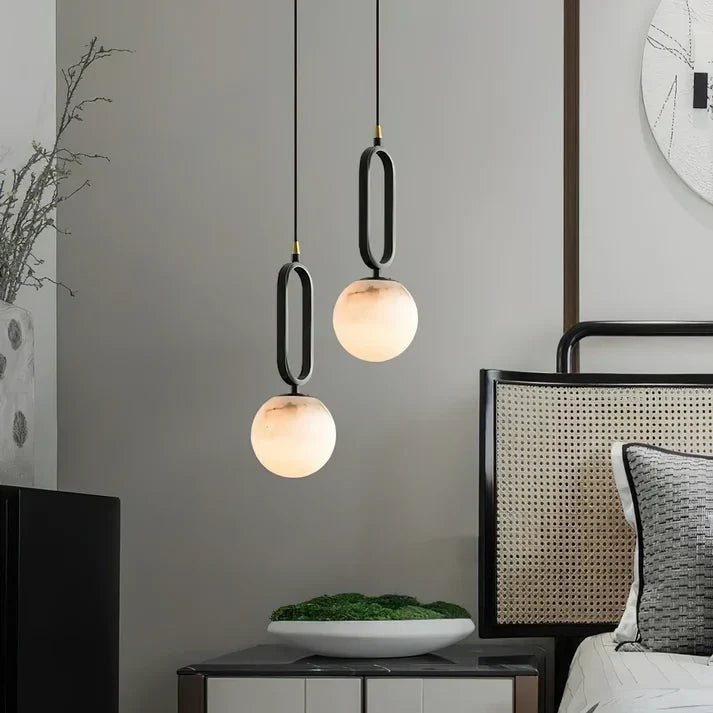 Geometric Loop Pendant Light in alabaster for Kitchen Island by AUVIELIGHT