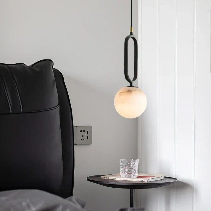 Geometric Loop Pendant Light in alabaster for Kitchen Island by AUVIELIGHT