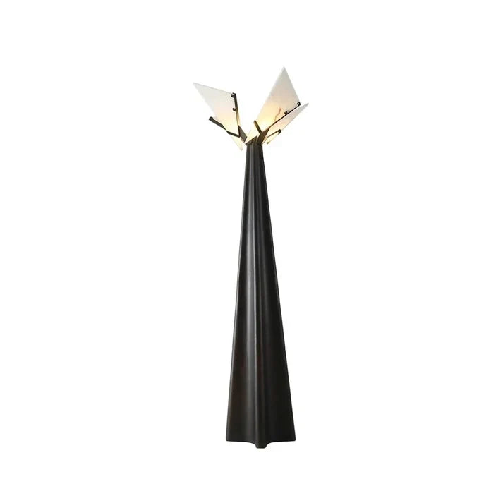 Winged Geometric Floor Lamp in alabaster for Living Room by AUVIELIGHT, D 38cm x H 150cm / ∅ 15″ x H 59.1″ / Black / AU plug and 3 other sizes