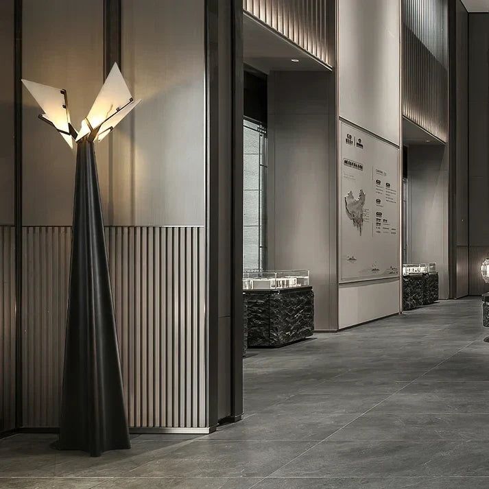 Winged Geometric Floor Lamp in alabaster for Living Room by AUVIELIGHT