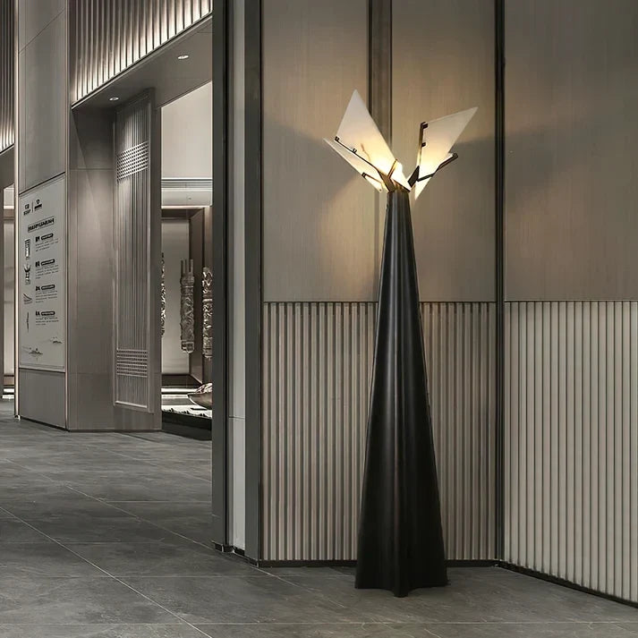 Winged Geometric Floor Lamp in alabaster for Living Room by AUVIELIGHT