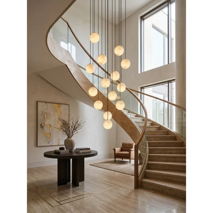 Gilded Canopy Globe Chandelier in alabaster for Dining Room by AUVIELIGHT
