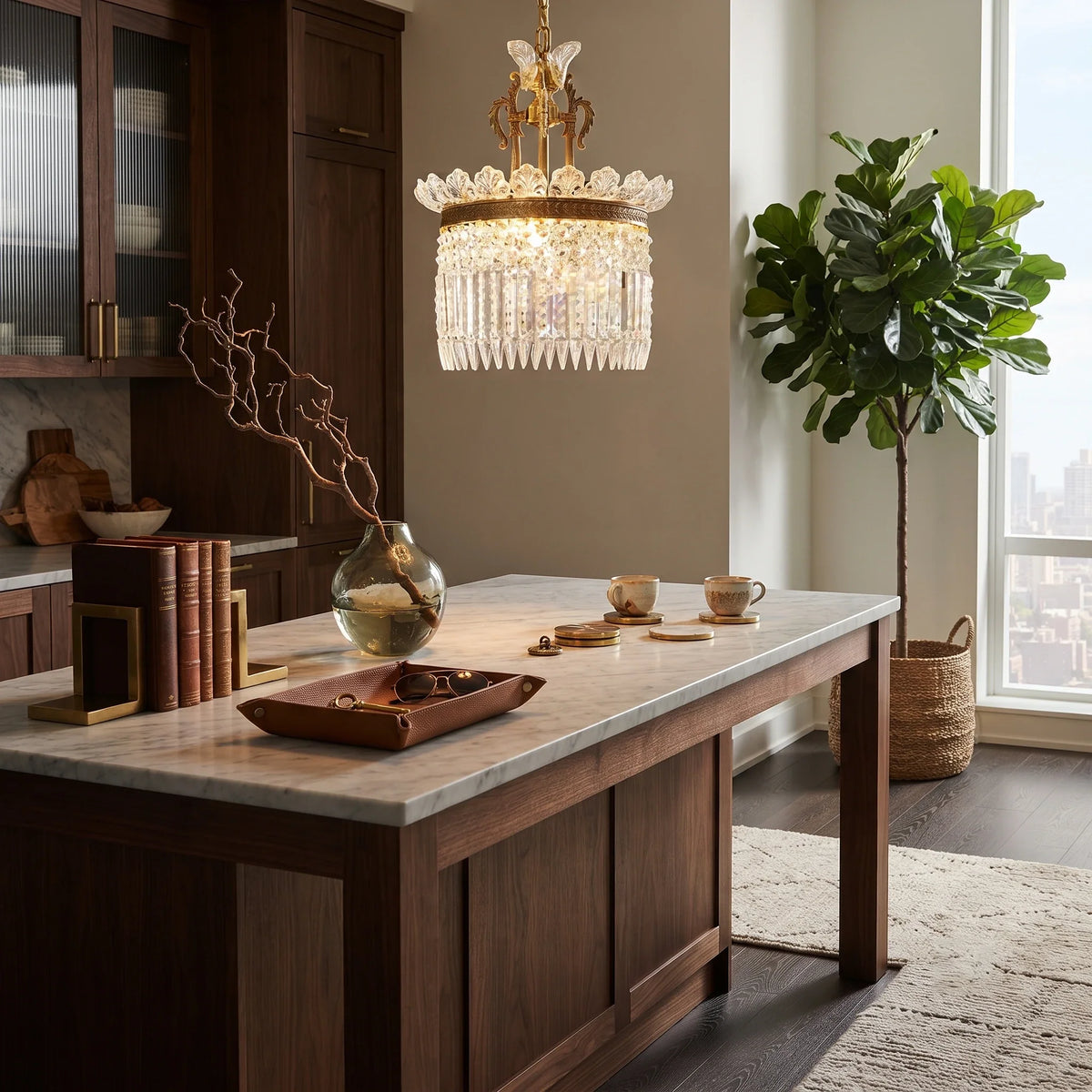 Gilded Filigree Chandelier in crystal for Dining Room by AUVIELIGHT