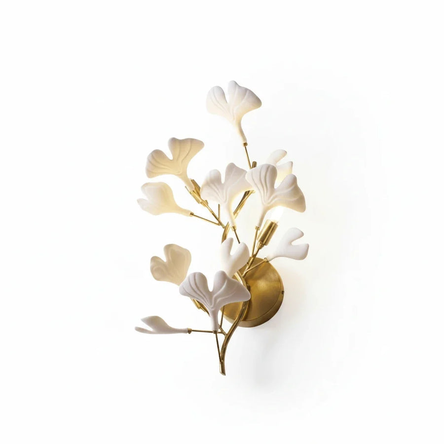 Ginkgo Branch Wall Sconce in ceramic for Hallway by AUVIELIGHT