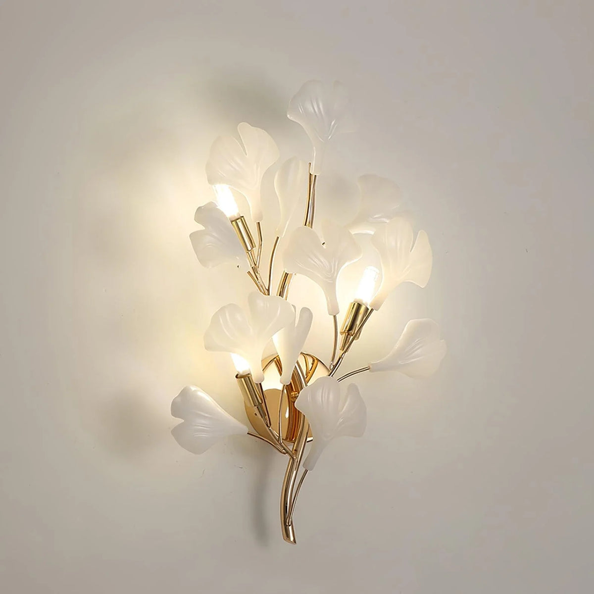 Ginkgo Branch Wall Sconce in ceramic for Hallway by AUVIELIGHT