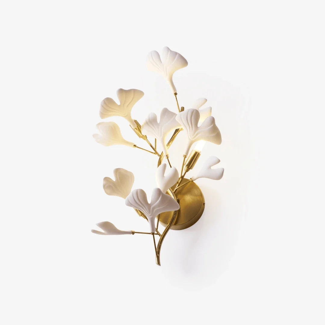 Ginkgo Branch Wall Sconce in ceramic for Hallway by AUVIELIGHT