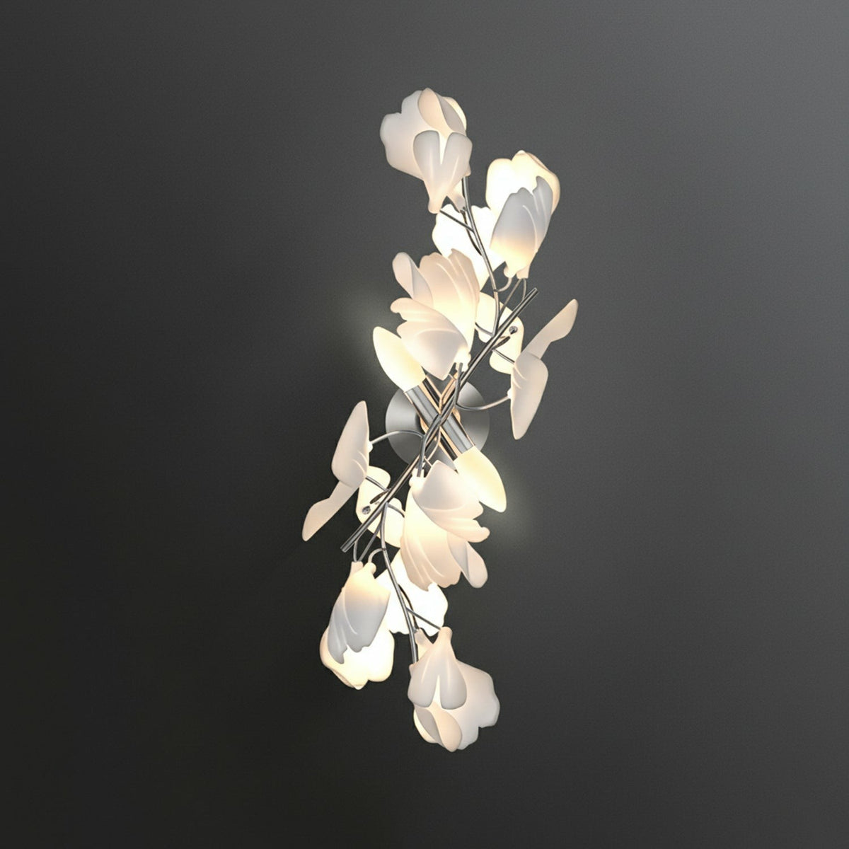 Pinwheel Ginkgo Wall Light for Hallway by AUVIELIGHT, ∅ 11.8" x H 23.6" / Nickel & White