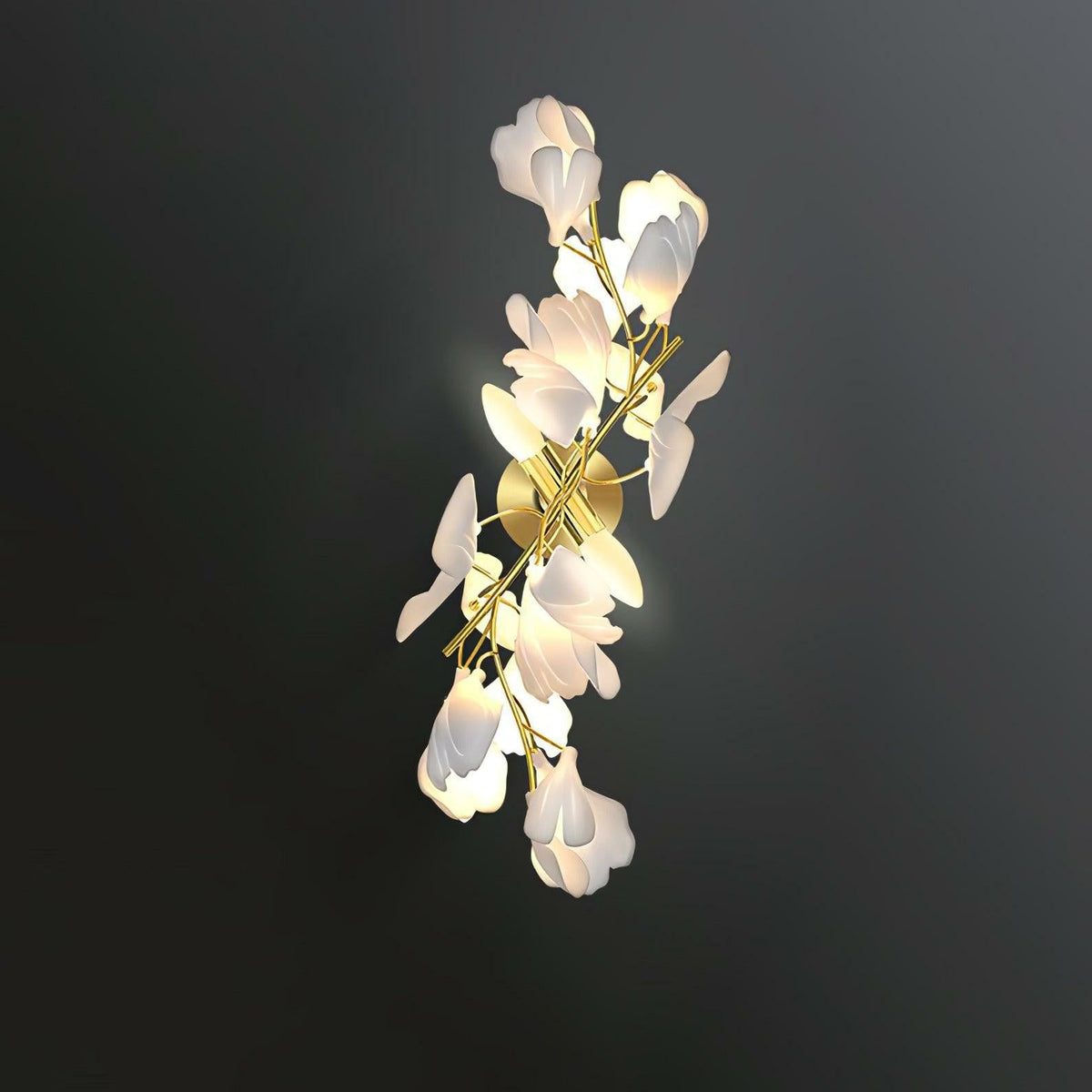 Pinwheel Ginkgo Wall Light for Hallway by AUVIELIGHT, ∅ 11.8" x H 23.6" / Gold & White