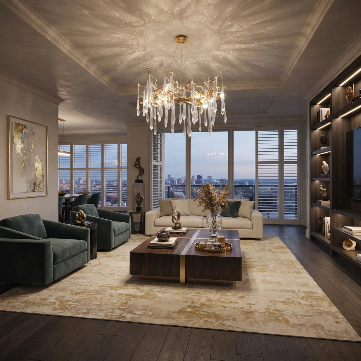 Glacier Branch Chandelier in crystal for Dining Room by AUVIELIGHT