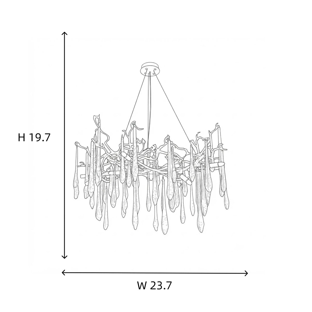 Glacier Branch Chandelier in crystal for Dining Room by AUVIELIGHT