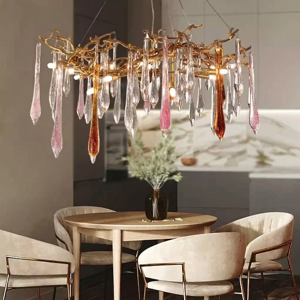 Glacier Branch Chandelier in crystal for Dining Room by AUVIELIGHT