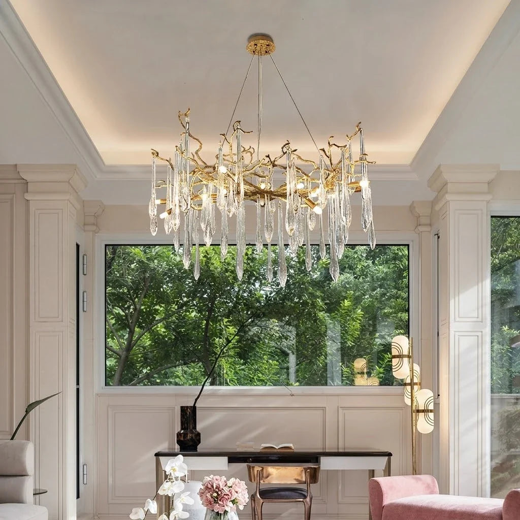 Glacier Branch Chandelier in crystal for Dining Room by AUVIELIGHT