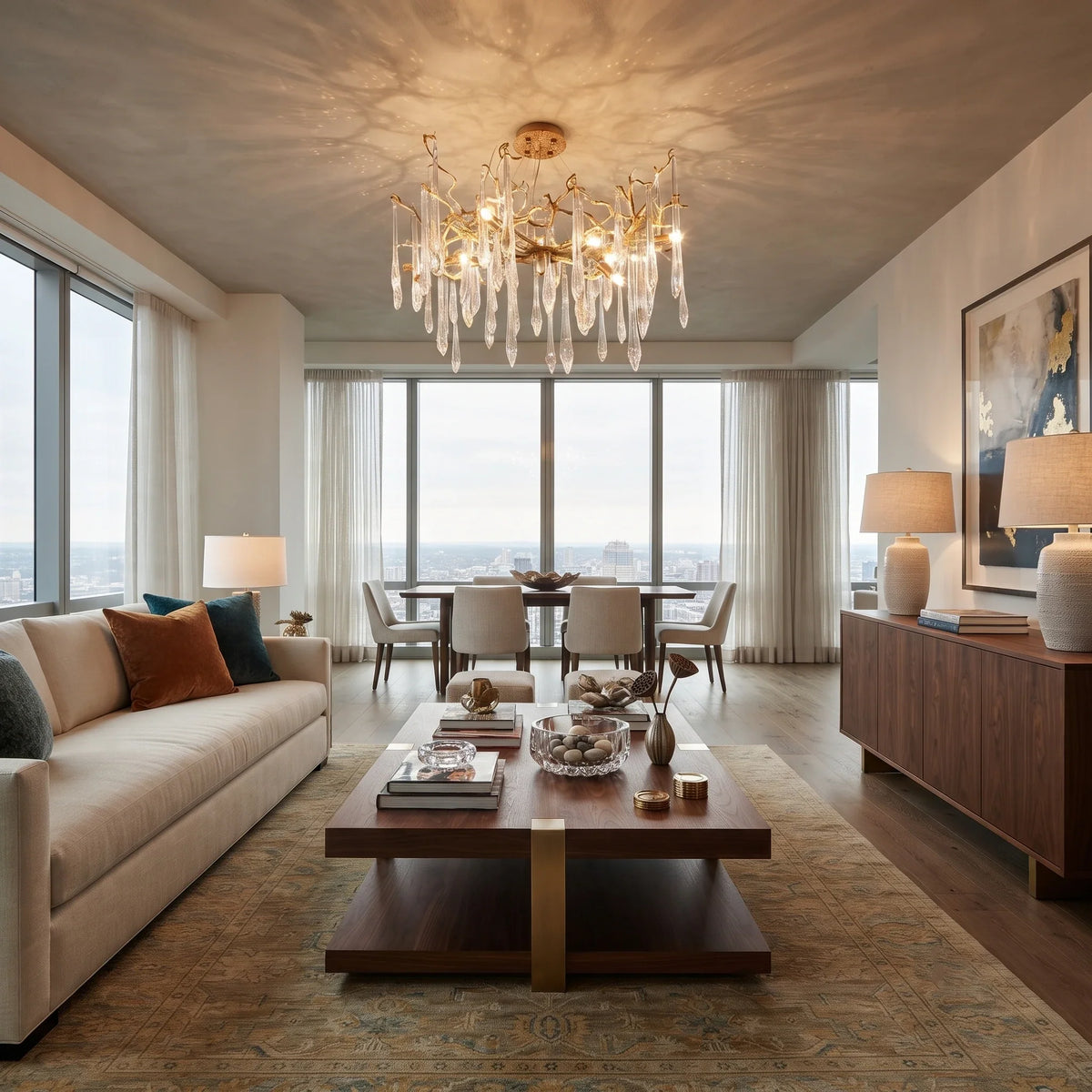 Glacier Branch Chandelier in crystal for Dining Room by AUVIELIGHT