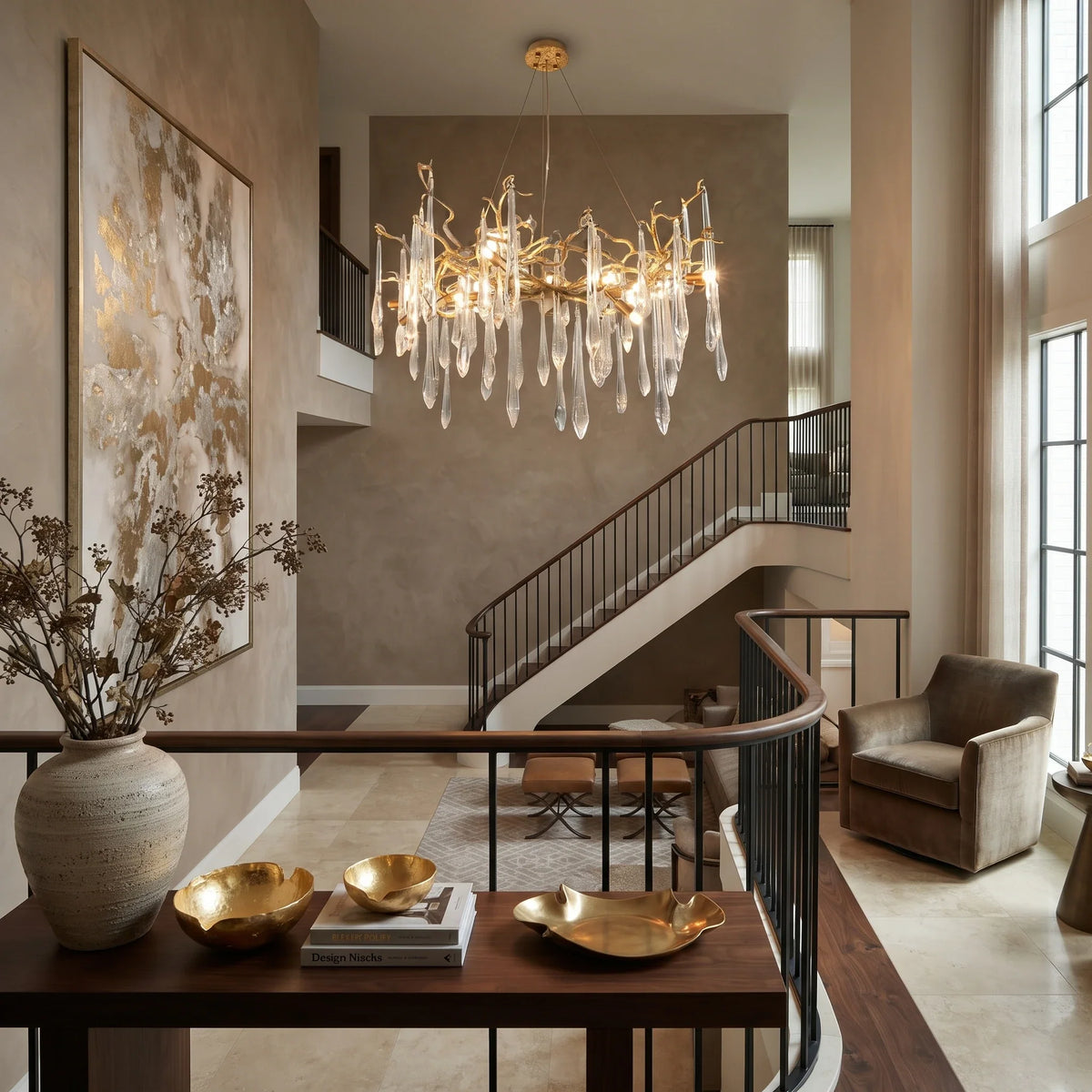Glacier Branch Chandelier in crystal for Dining Room by AUVIELIGHT