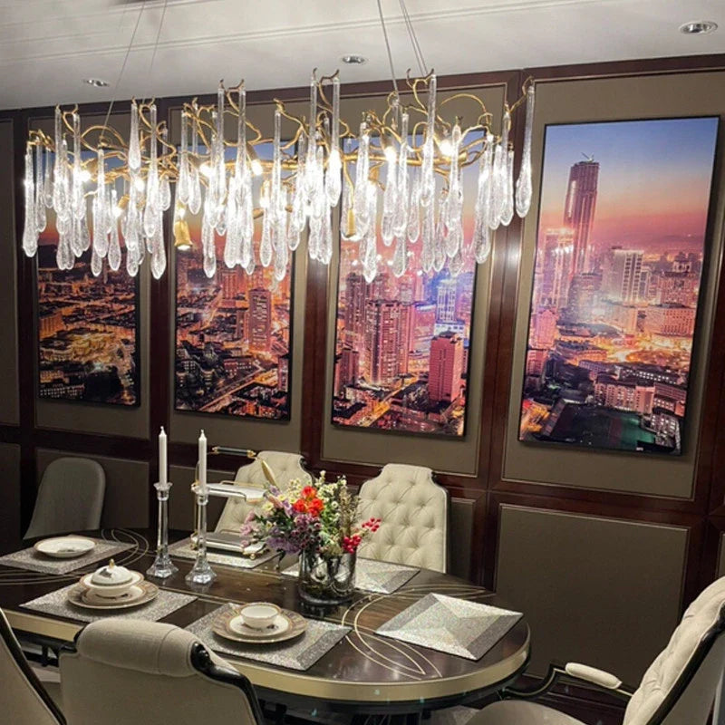 Glacier Branch Chandelier in crystal for Dining Room by AUVIELIGHT