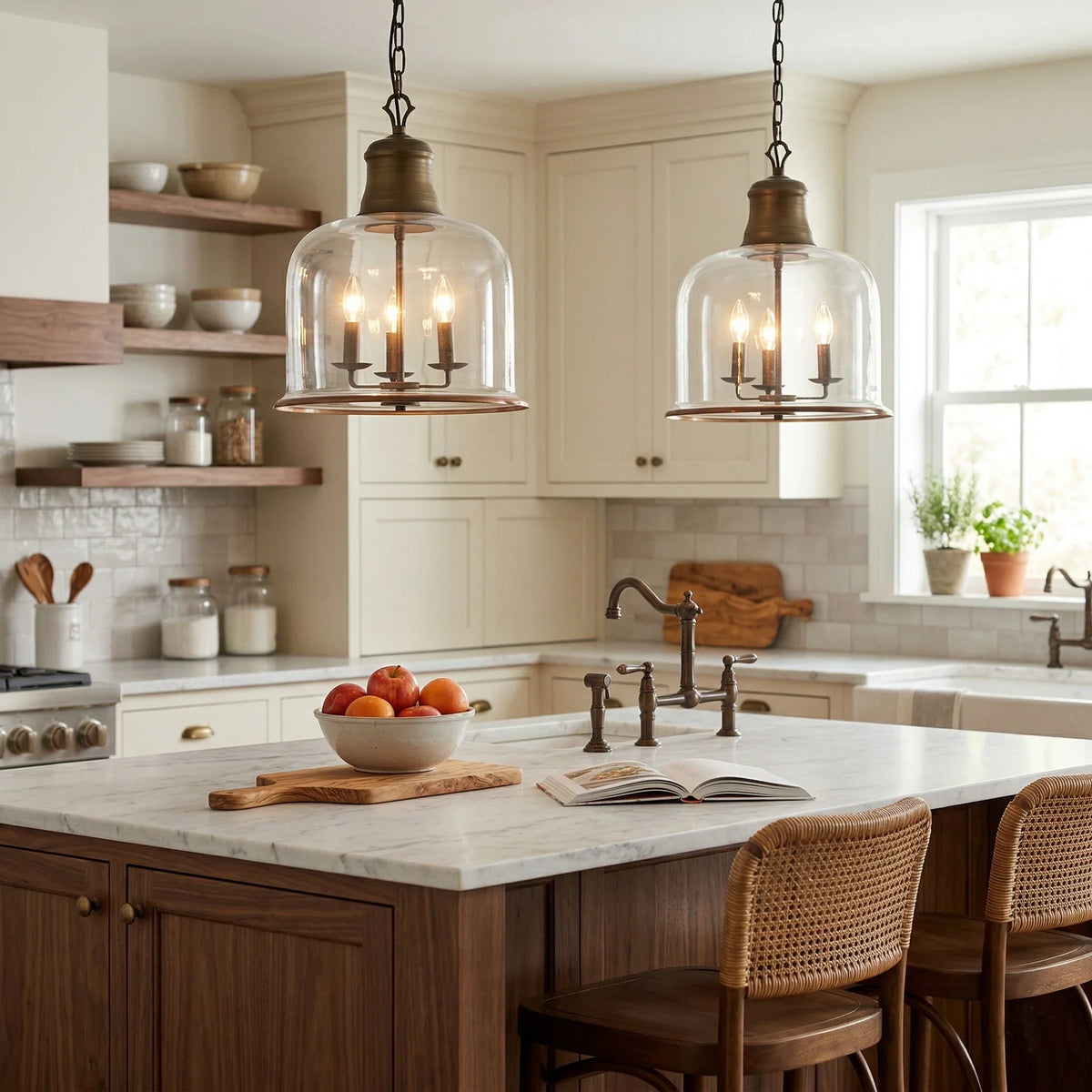Bell Pendant Light in glass for Kitchen Island by AUVIELIGHT