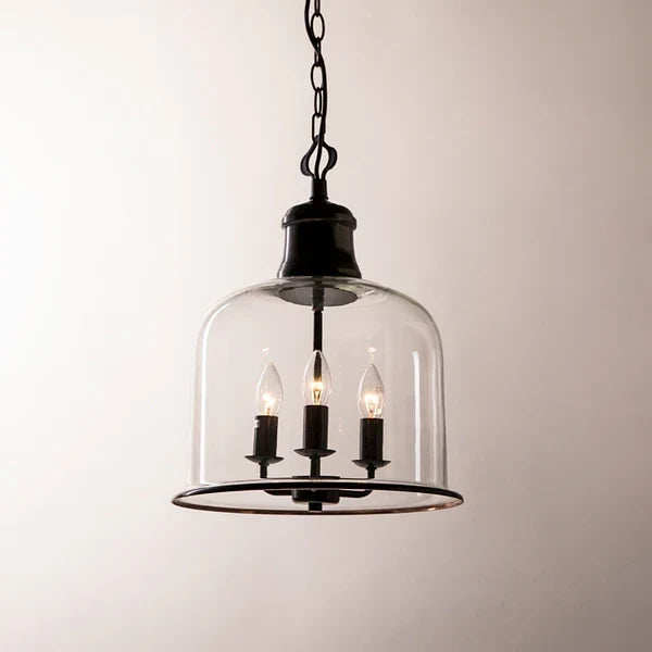 Bell Pendant Light in glass for Kitchen Island by AUVIELIGHT, 3 heads D 35cm x H 50cm / ∅ 13.8″ x H 19.7″ / Black