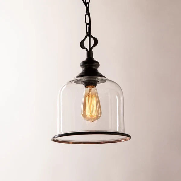 Bell Pendant Light in glass for Kitchen Island by AUVIELIGHT, 1 head D 24cm x H 35cm / ∅ 9.4″ x H 13.8″ / Black