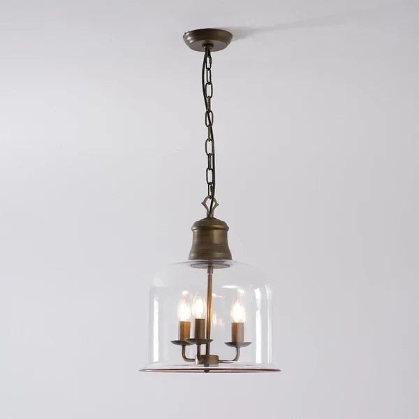 Bell Pendant Light in glass for Kitchen Island by AUVIELIGHT, 3 heads D 35cm x H 50cm / ∅ 13.8″ x H 19.7″ / Bronze