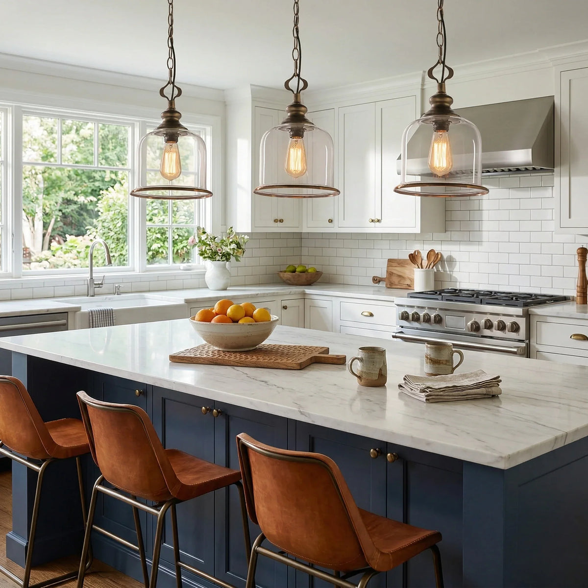 Bell Pendant Light in glass for Kitchen Island by AUVIELIGHT