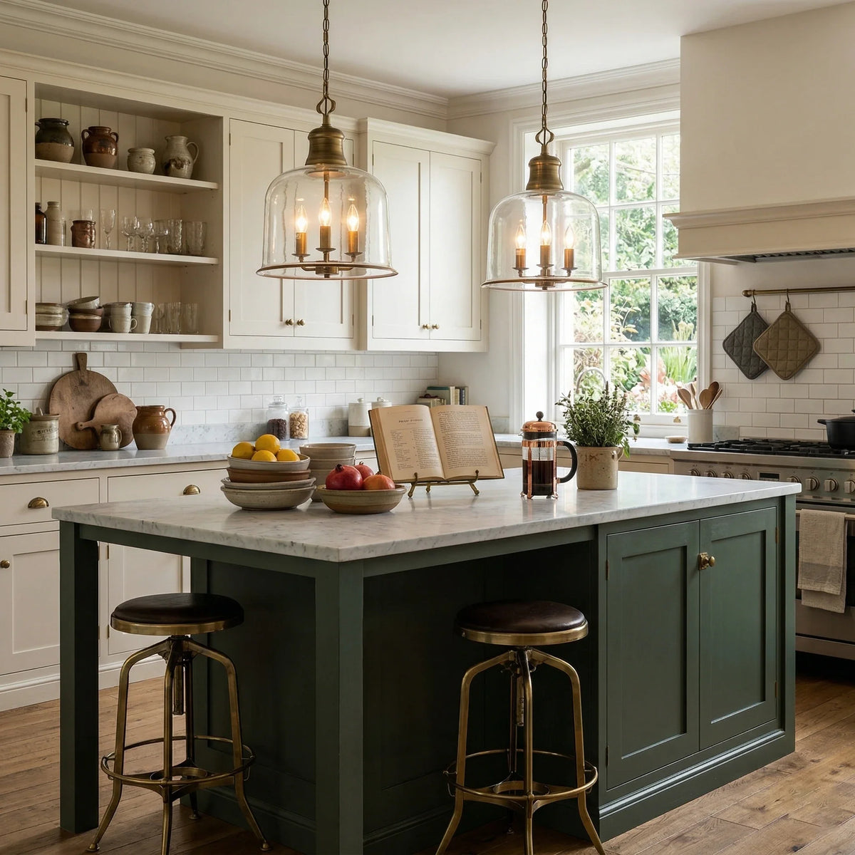 Bell Pendant Light in glass for Kitchen Island by AUVIELIGHT