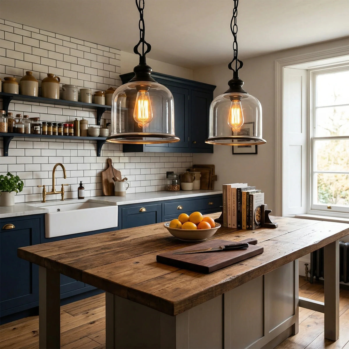 Bell Pendant Light in glass for Kitchen Island by AUVIELIGHT
