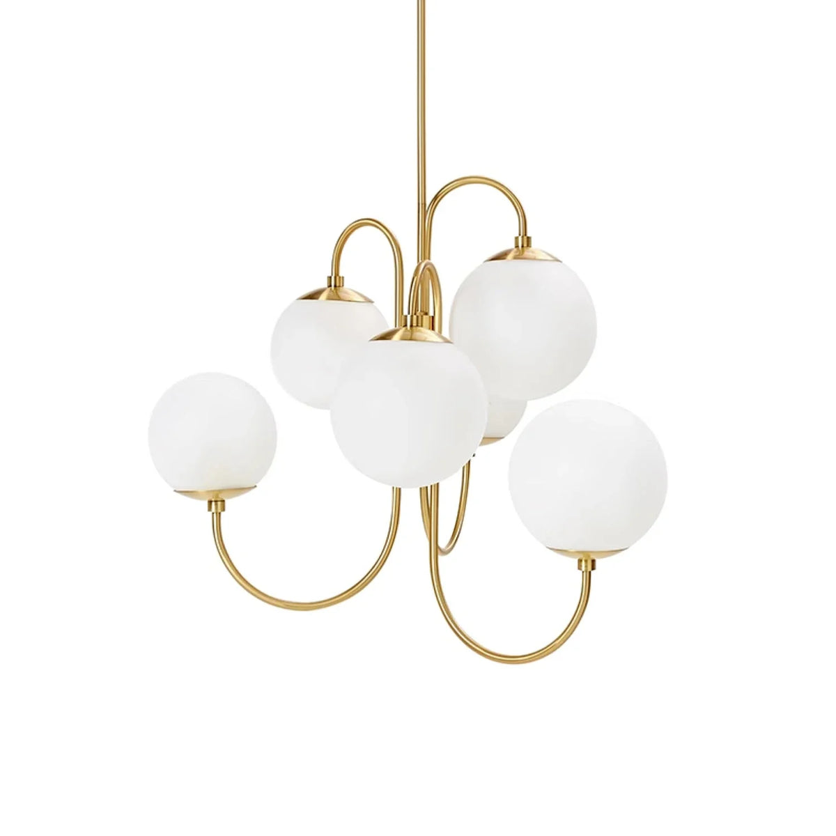 Globe Chandelier in glass for Dining Room by AUVIELIGHT, ∅30"xH27.6"/Dia 76cmxH70cm / Gold & White