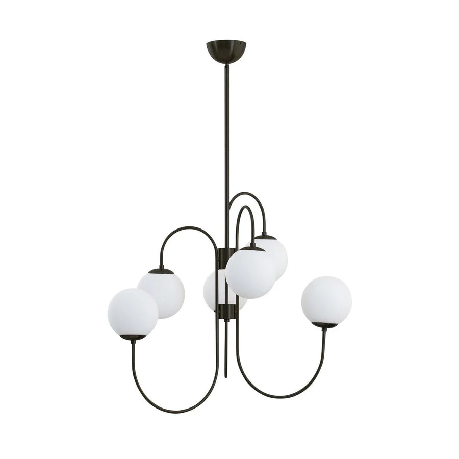 Globe Chandelier in glass for Dining Room by AUVIELIGHT, ∅30"xH27.6"/Dia 76cmxH70cm / Black & White