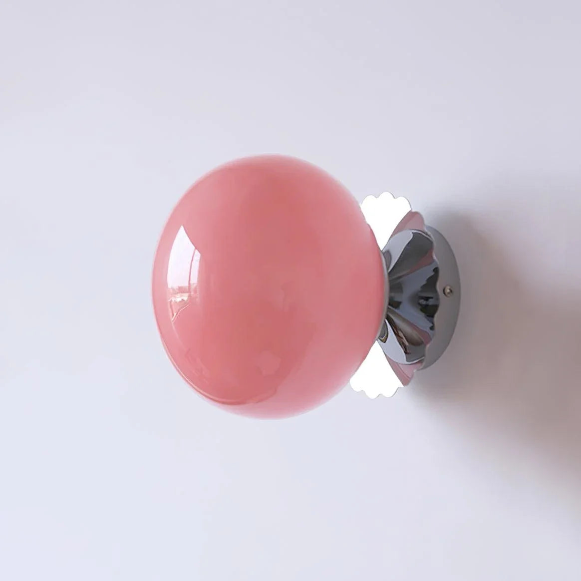 Globe Wall Sconce in glass for Hallway by AUVIELIGHT, ∅ 7.9" x H 7.1" / Dia 20cm x H 18cm / Chrome+Pink