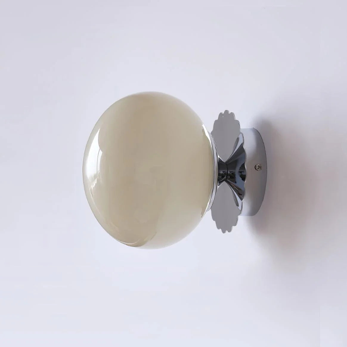Globe Wall Sconce in glass for Hallway by AUVIELIGHT, ∅ 7.9" x H 7.1" / Dia 20cm x H 18cm / Chrome+Beige