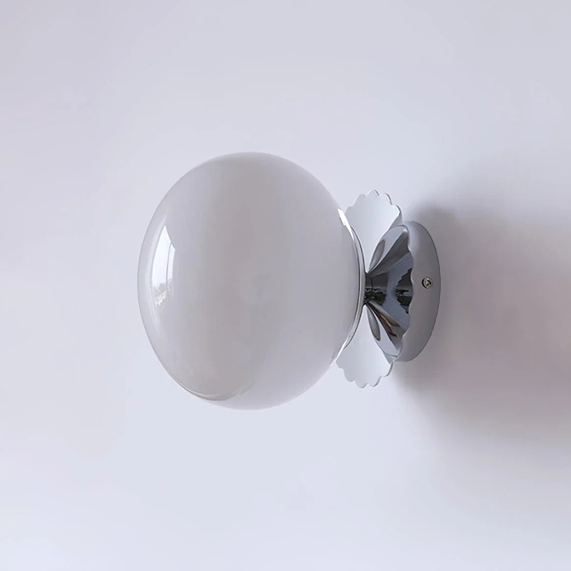 Globe Wall Sconce in glass for Hallway by AUVIELIGHT, ∅ 7.9" x H 7.1" / Dia 20cm x H 18cm / Chrome+White