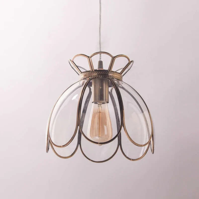 Lotus Pendant Light in glass for Kitchen Island by AUVIELIGHT, D 27cm x H 23cm / ∅ 10.6″ x H 9.1″ / Clear