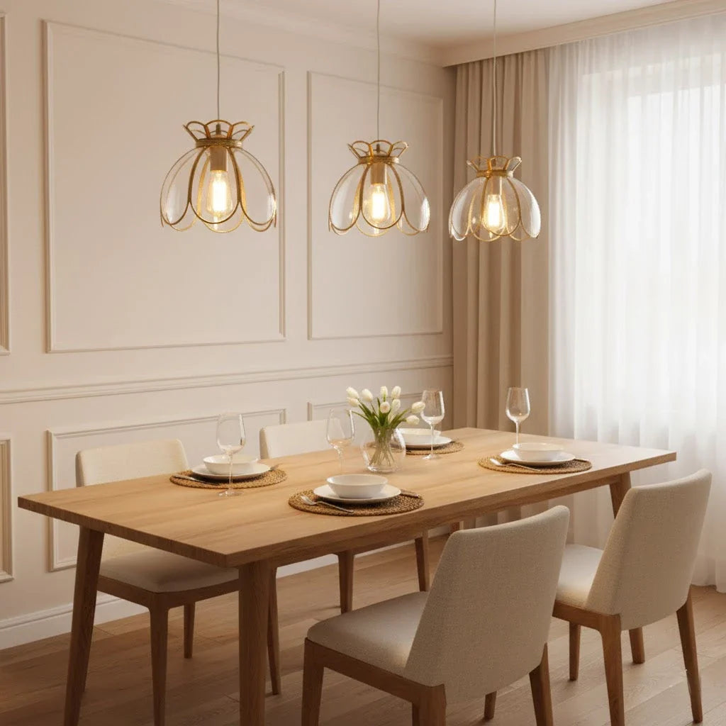 Lotus Pendant Light in glass for Kitchen Island by AUVIELIGHT