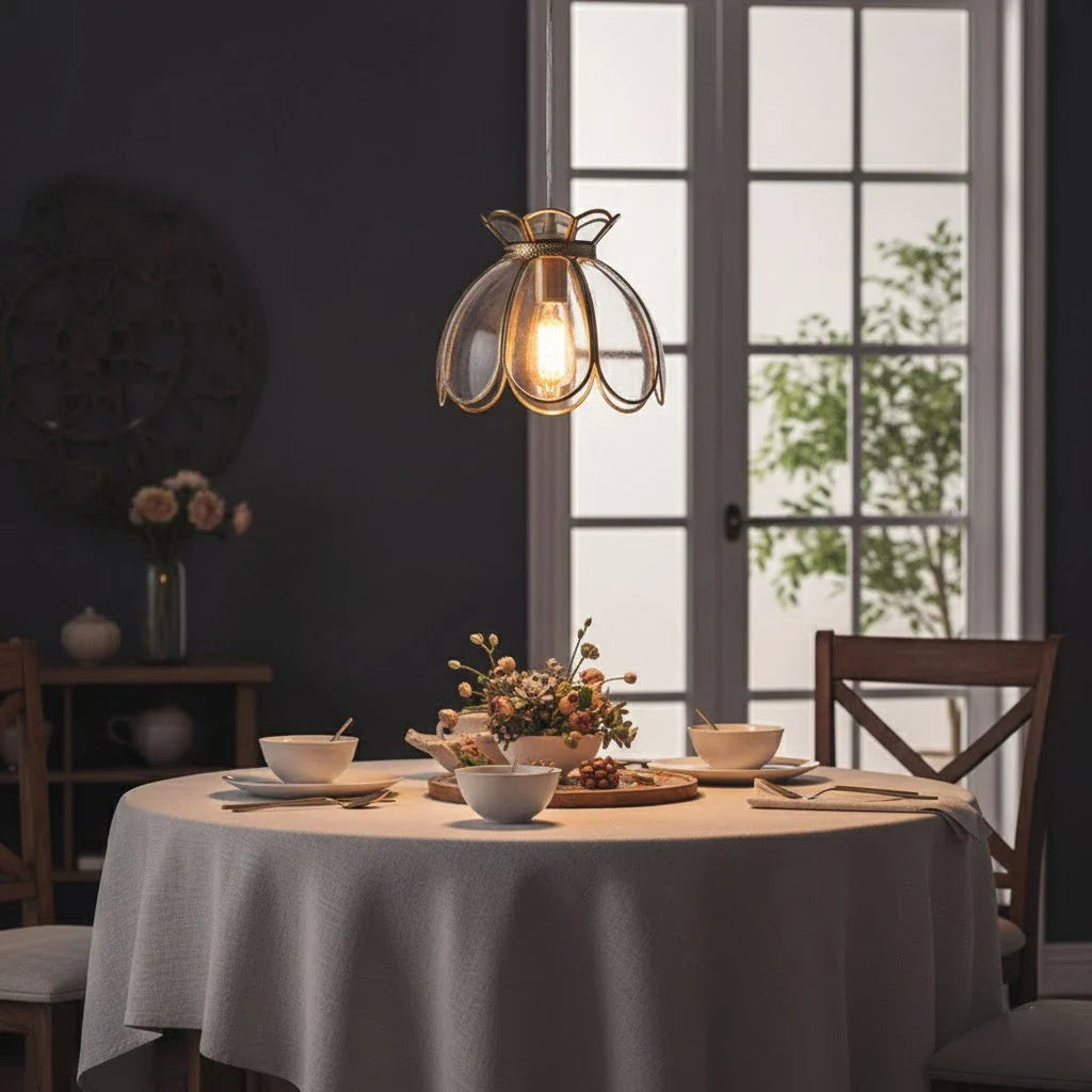 Lotus Pendant Light in glass for Kitchen Island by AUVIELIGHT