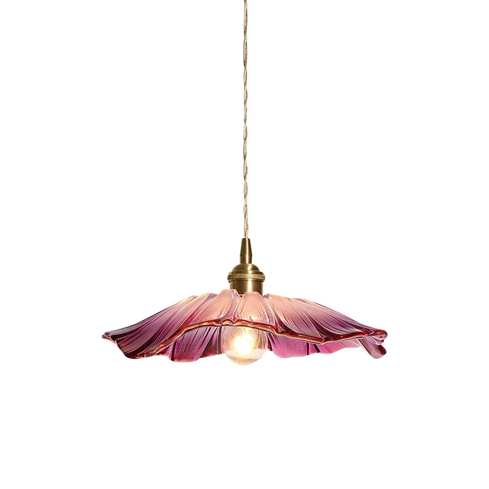 Petal Pendant Light in glass for Kitchen Island by AUVIELIGHT, D 28cm x H 13cm / ∅ 11″ x H 5.1″ / Purple red