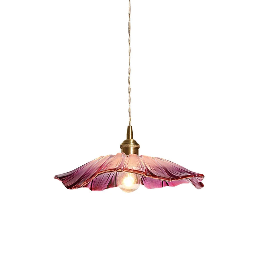 Petal Pendant Light in glass for Kitchen Island by AUVIELIGHT, D 28cm x H 13cm / ∅ 11″ x H 5.1″ / Purple red