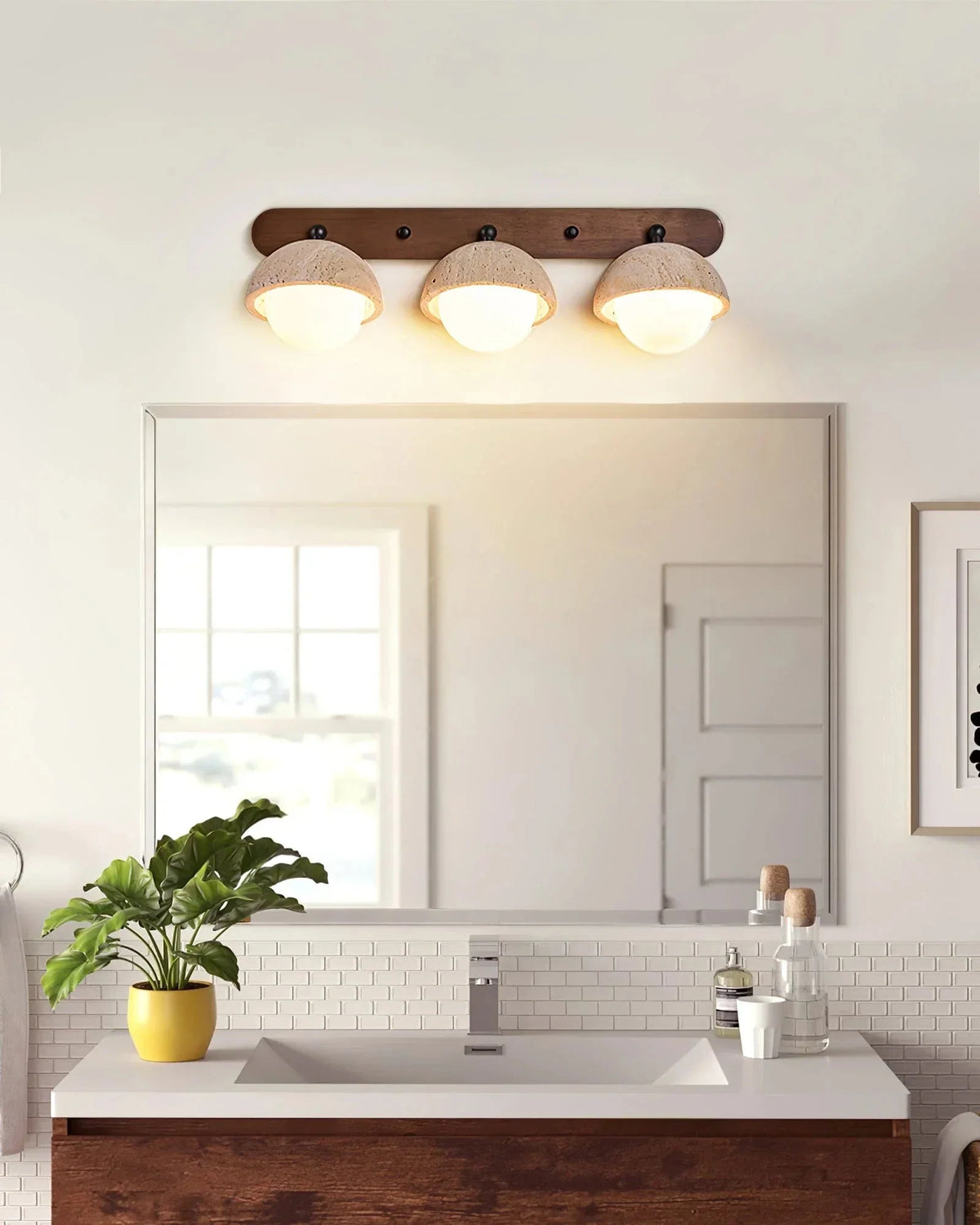 Pecherna Globe Wall Sconce in travertine for Hallway by AUVIELIGHT