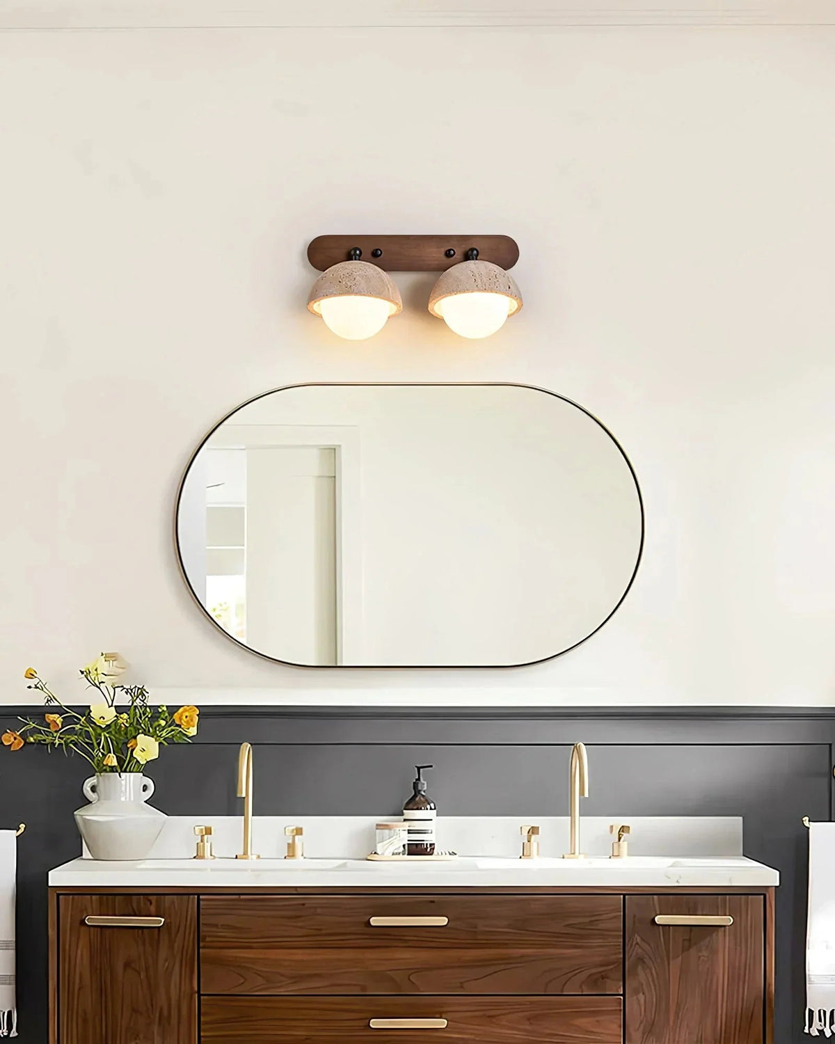 Pecherna Globe Wall Sconce in travertine for Hallway by AUVIELIGHT