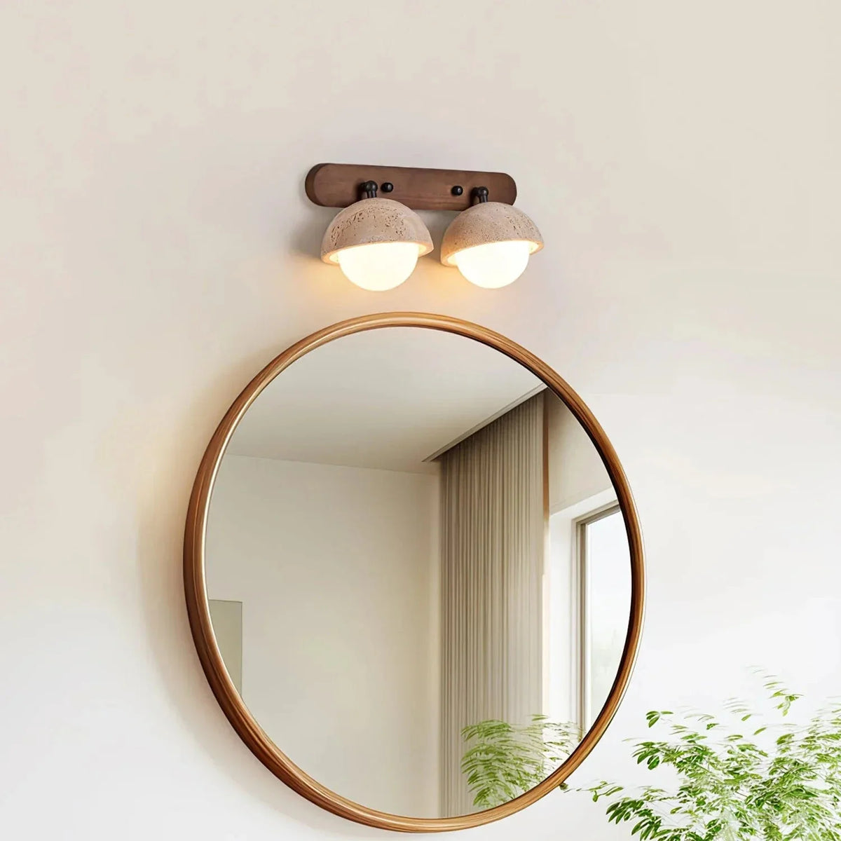 Pecherna Globe Wall Sconce in travertine for Hallway by AUVIELIGHT