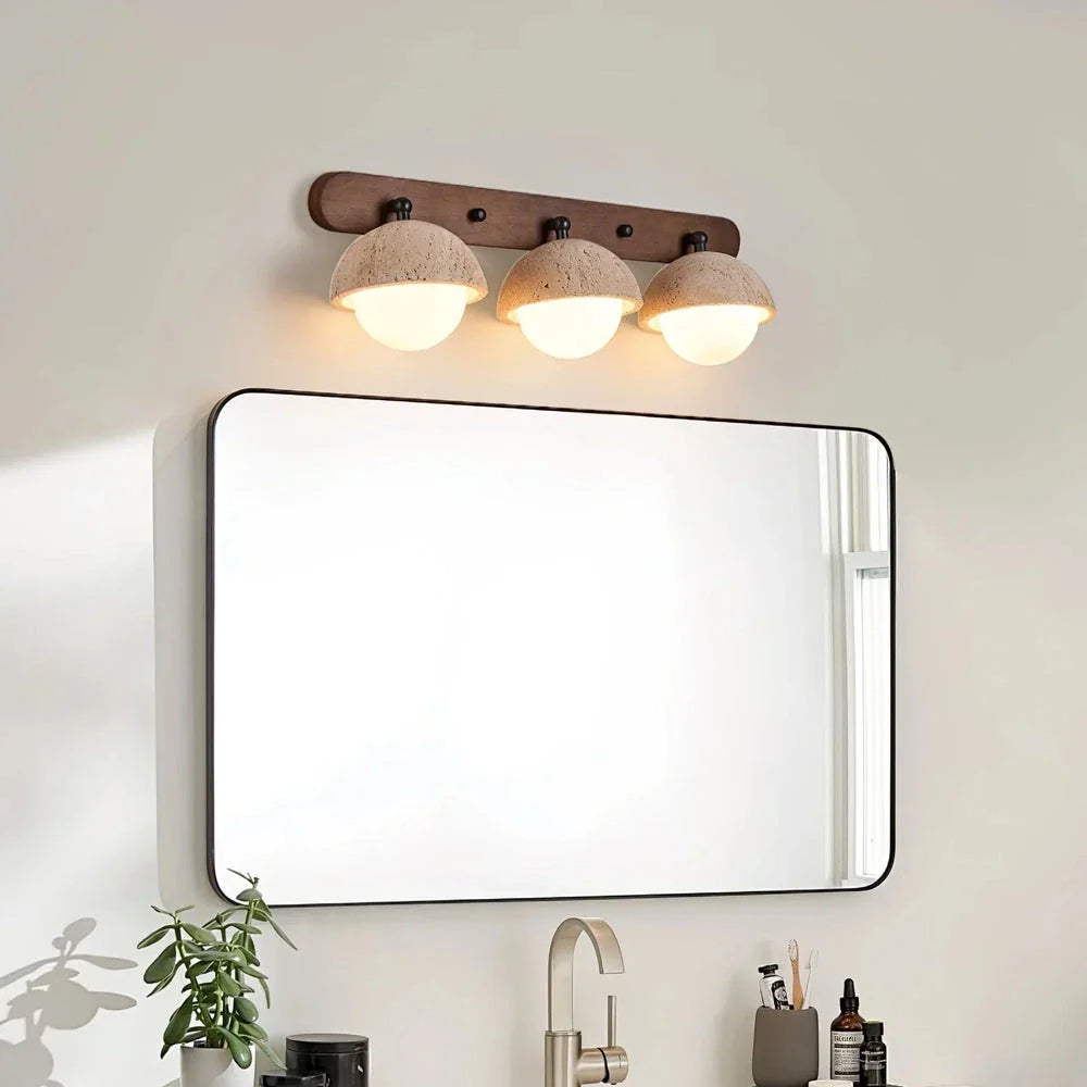 Pecherna Globe Wall Sconce in travertine for Hallway by AUVIELIGHT