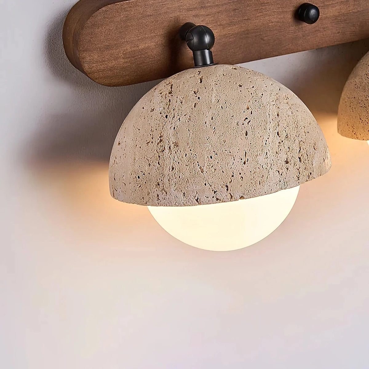 Pecherna Globe Wall Sconce in travertine for Hallway by AUVIELIGHT