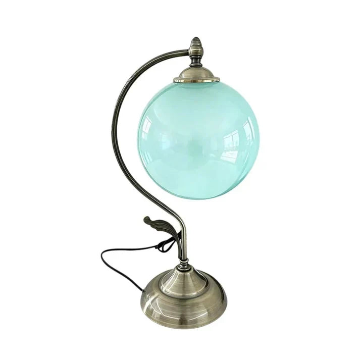 Gooseneck Globe Table Lamp in brass for Living Room by AUVIELIGHT, D 18cm x H 43cm / ∅ 7.1" x H 16.9" / Bronze & Blue / AU plug and 3 other sizes