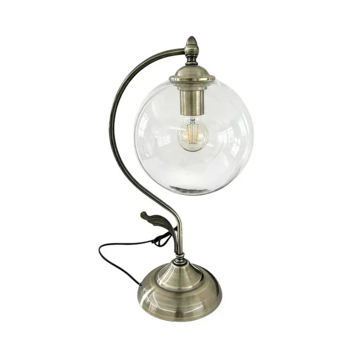 Gooseneck Globe Table Lamp in brass for Living Room by AUVIELIGHT, D 18cm x H 43cm / ∅ 7.1" x H 16.9" / Bronze & Clear / AU plug and 3 other
